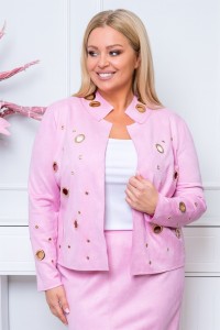 Zamszowa Kurteczka żakiecik LINEA różowa Plus Size 44-54
