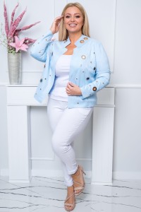 Zamszowa Kurteczka żakiecik LINEA błękitna Plus Size 44-54