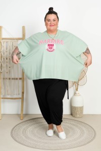 Bluzka typu Ponczo KESI miętowa Plus Size 48/60