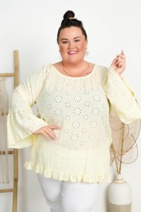 Tunika Hiszpanka z kieszeniami ORENGA bananowa Plus Size 48/54