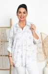 Koszula wkładana przez głowę SELEST biała w błękitne kwiaty Plus Size 42-52
