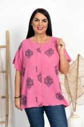 Płócienna Bluzka HOT różowa Plus Size 42/48