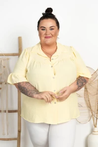 Koszula z crepy marszczona SKAY bananowa Plus Size 46/54