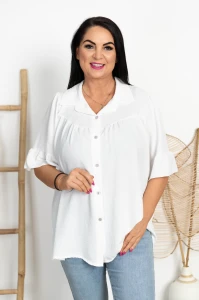 Koszula z crepy marszczona SKAY biała Plus Size 46/54