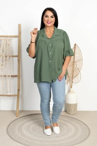 Koszula z crepy marszczona SKAY khaki Plus Size 46/54