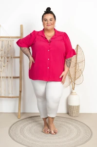 Koszula z crepy marszczona SKAY różowa Plus Size 46/54
