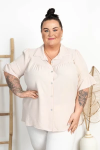 Koszula z crepy marszczona SKAY beżowa Plus Size 46/54