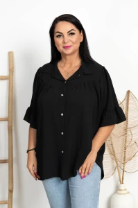 Koszula z crepy marszczona SKAY czarna Plus Size 46/54