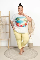Bluzka T-Shirt biała ALIX Plaża Plus Size 46/52