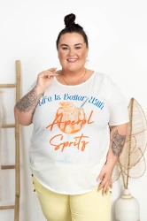 Bluzka T-Shirt biała ALIX Aperol Plus Size 46/52