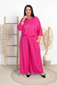 Komplet z Szerokimi Spodniami OFELIA fuksja Plus Size 48/52