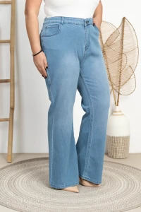 Spodnie Jeansy niebieskie BIGLOVE dzwony Plus Size 50-56