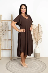 Sukienka Trapezowa z crepy PAULINA czekoladowa Plus Size 44/52