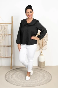 Koszula z kołnierzem ARLETT czarna Plus Size 42-52
