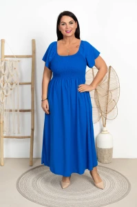 Sukienka Maxi Gumkowany Dekolt DIDI chabrowa Plus Size 44/52
