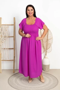 Sukienka Maxi Gumkowany Dekolt DIDI amarant Plus Size 44/52 