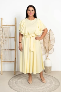Sukienka Maxi z Rozporkiem ADEL bananowa Plus Size 46/52