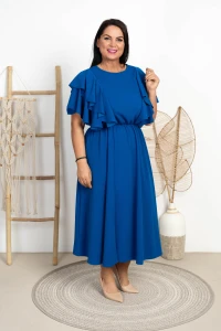 Sukienka Maxi z Rozporkiem ADEL chabrowa Plus Size 46/52