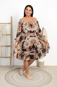 Sukienka Boho Greckie wzory AURI czarna Plus Size 44/52