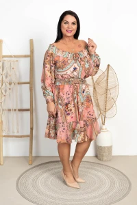 Sukienka Boho Greckie wzory AURI pudrowa Plus Size 44/52