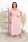 Sukienka Maxi w groszki DIDI pudrowa Plus Size 44/52