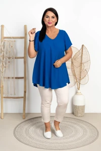 Bluzka Trapezowa PARTY chabrowa Plus Size 44/50
