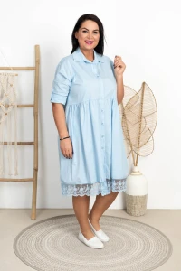 Sukienka Koszulowa MARSELA błękitna Plus Size 44/50