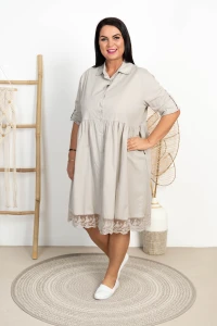 Sukienka Koszulowa MARSELA beżowa Plus Size 44/50
