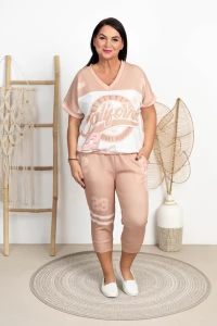 Komplet dresowy BEVERLY camelowy Plus Size 42/46 