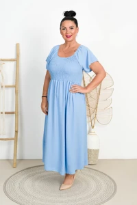Sukienka Maxi w groszki DIDI błękitna Plus Size 44/52