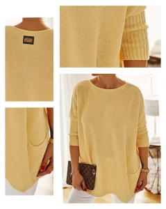 Sweter  Pudełkowy KEIRA żółty Plus Size 46/56