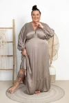 Sukienka Satynowa Maxi LADI fango Plus Size 44/52