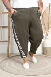 Spodnie Baloons z paskami DEVINE khaki Plus Size 44-58