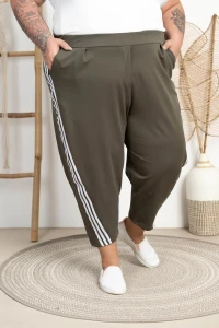 Spodnie Baloons z paskami DEVINE khaki Plus Size 44-58