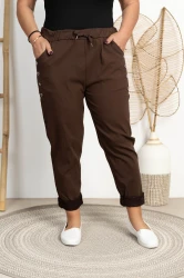 Spodnie Boyfriend KODI czekoladowe Plus Size 46/52