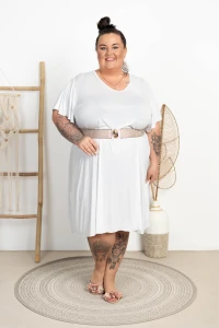Lekka Sukienka trapezowa JENIFER biała Plus Size 48/54