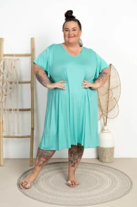 Lekka Sukienka trapezowa JENIFER turkusowa Plus Size 48/54
