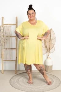 Lekka Sukienka trapezowa JENIFER żółta Plus Size 48/54