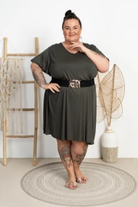 Lekka Sukienka trapezowa JENIFER khaki Plus Size 48/54