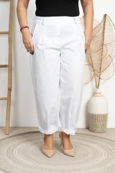 Spodnie BALOONS JEANS 100% bawełna białe Plus Size 40-52