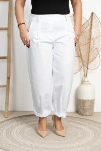 Spodnie BALOONS JEANS 100% bawełna białe Plus Size 40-52