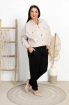 Kurtka Bomberka na wiosnę 100% bawełna KARLY beżowa Plus Size 42-52