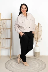Kurtka Bomberka na wiosnę 100% bawełna KARLY beżowa Plus Size 42-52