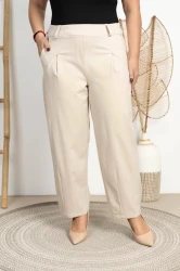 Eleganckie Spodnie BALOONS jasny beż Plus Size 40-52
