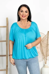 Lekka Bluzka na gumce MISSY turkusowa Plus Size 44/54