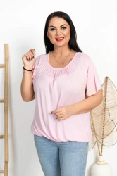 Lekka Bluzka na gumce MISSY pudrowa Plus Size 44/54