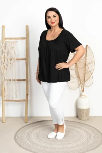 Lekka Bluzka na gumce MISSY czarna Plus Size 44/50