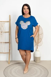 Sukienka Tuba z kieszeniami ELINA Myszka chaber Plus Size 44/48