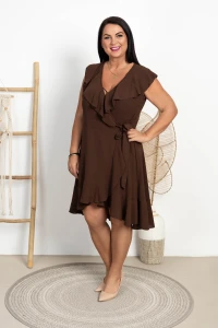 Kopertowa Sukienka Wiązana GINNI czekoladowa Plus Size 42/48