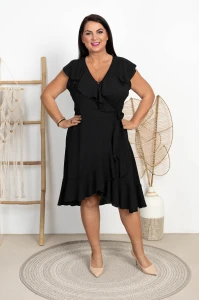 Kopertowa Sukienka Wiązana GINNI czarna Plus Size 42/48